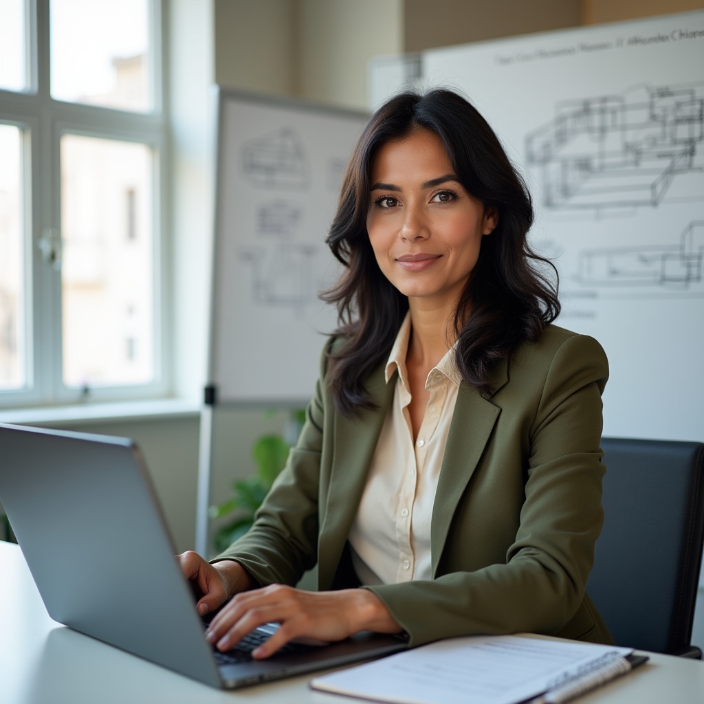 Course instructor preparing for an online assessment session at a desk with notes